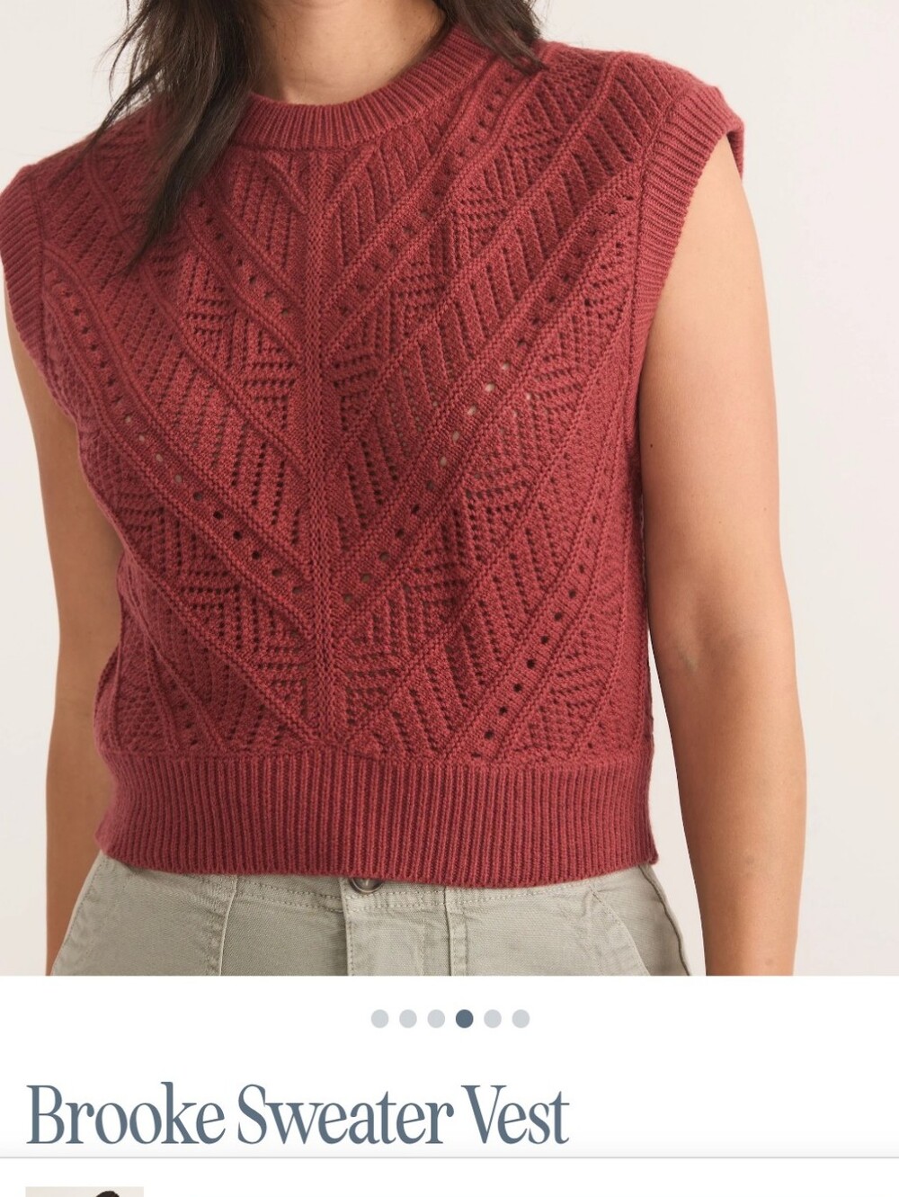 Brooke Eyelet Knit Sleeveless Sweater Vest - Rust Paprika Cinnamon